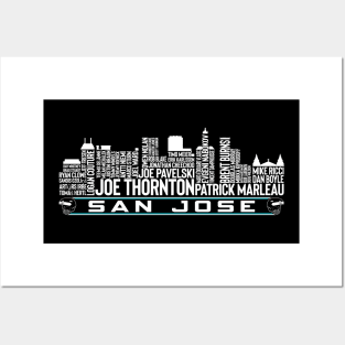 San Jose Hockey Team All Time Legends, San Jose City Skyline Posters and Art